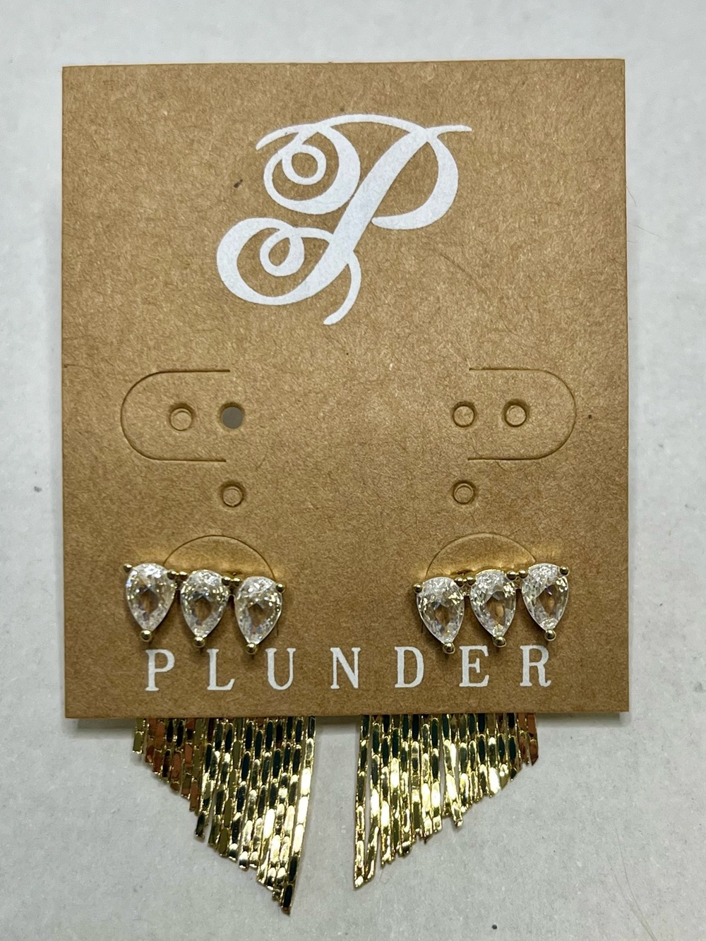 🆕 Plunder front/back earrings in crystal and dangle goldtone